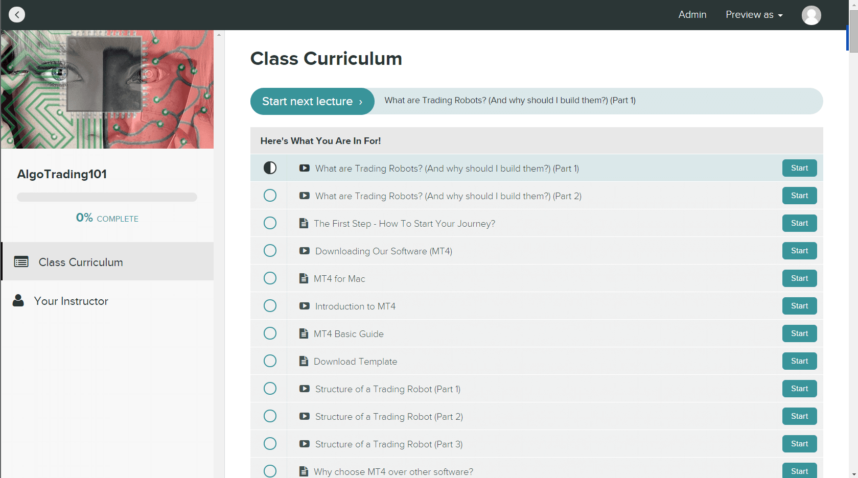 Snippet of Curriculum